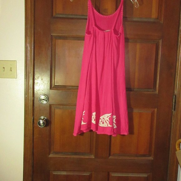 NEW PINK Rayon Fish Dress Medium ISLAND STUFF - Picture 3 of 5